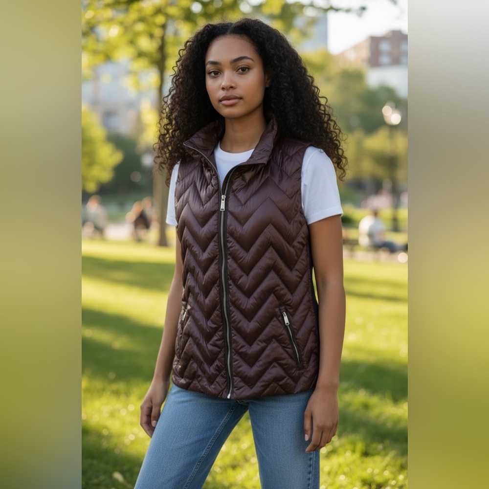 Calvin Klein Performance Metallic Burgundy Down Vest